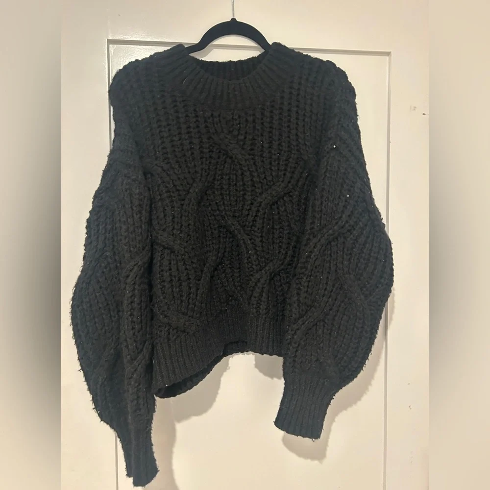 Lush Black Chunky Knit Sweater Size XL